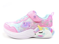 Skechers pink/turquoise unicorn dreams sneaker with blink